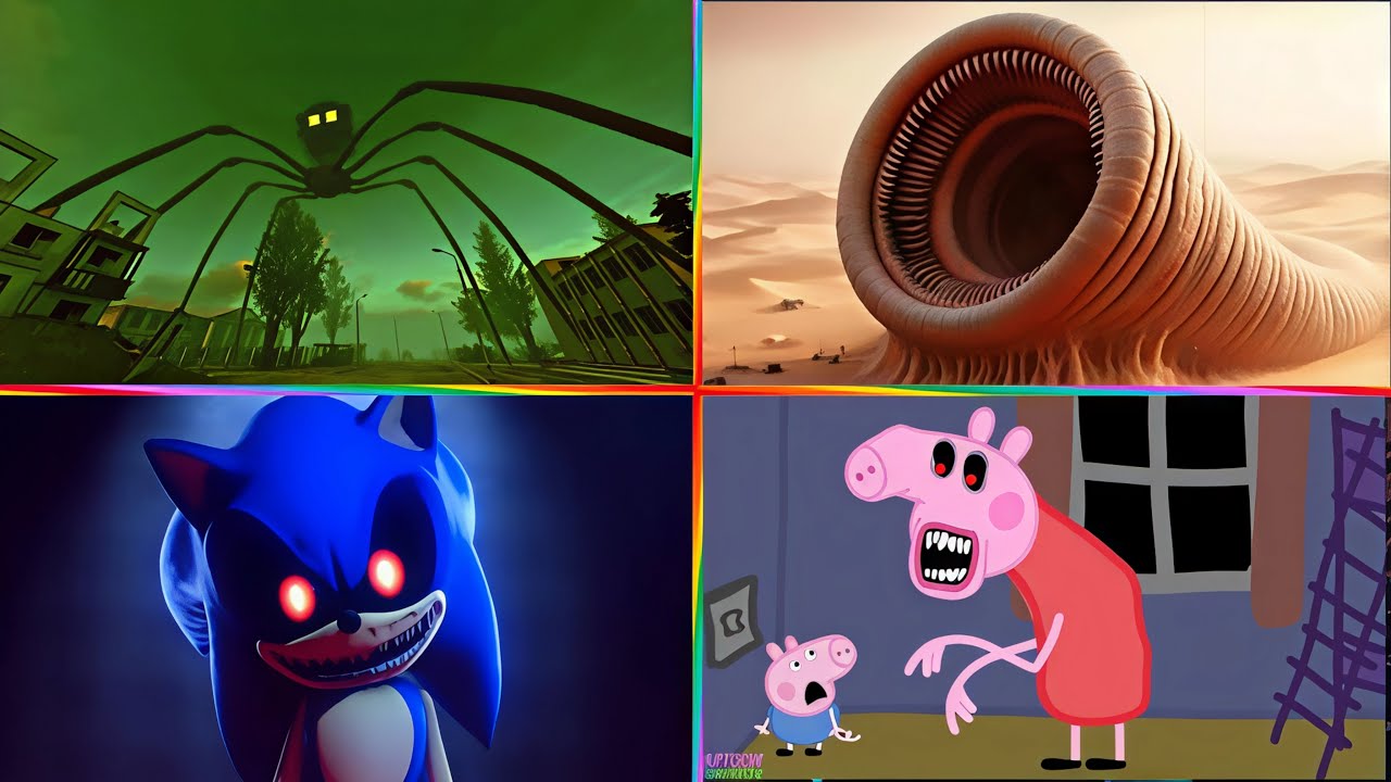 GREEN SPIDER MONSTER 🆚 DESERT WORM 🆚  EVIL SONIC 🆚  SCARY PIGGY🔥 CRAZY – Tiles Hop EDM Tush!
