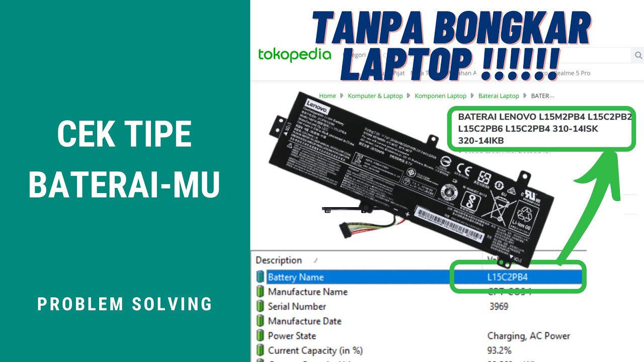 Melihat Tipe Baterai!! Cara Melihat Tipe Baterai Laptop