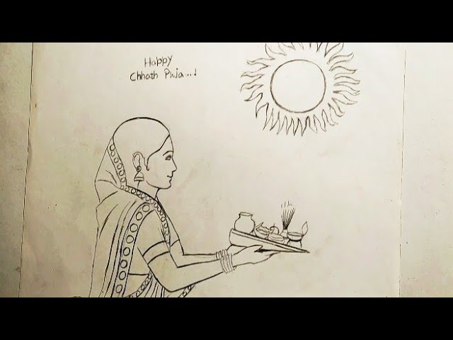 How to draw festival chhat puja with pastel color - YouTube