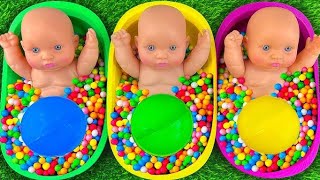 3 Minutes Satisfying Video Mixing Funny Candy ASMR &amp; Make Up in 3 Bathtubs with Magic M&amp;M's Slime