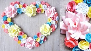 【折り紙・コピー用紙】簡単!かわいい花 ハッピーカラーのリース Easy Cute flower.у