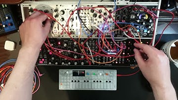 Modular patch 18 jul 2021: OP-1, Morphagene (w/ "Colour - Dinasors"), Subharmonicon