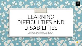Learning Difficulties and disabilities |Educational Psychology|. Urdu Hindi