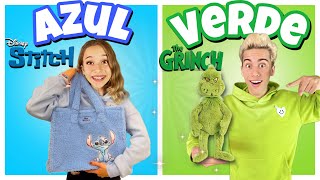 Comprando TODO de UN SOLO COLOR: Azul VS Verde / HAUL Stitch VS Grinch screenshot 4