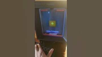 Vectrex Milton Bradley video game console. playing starship from 1983.