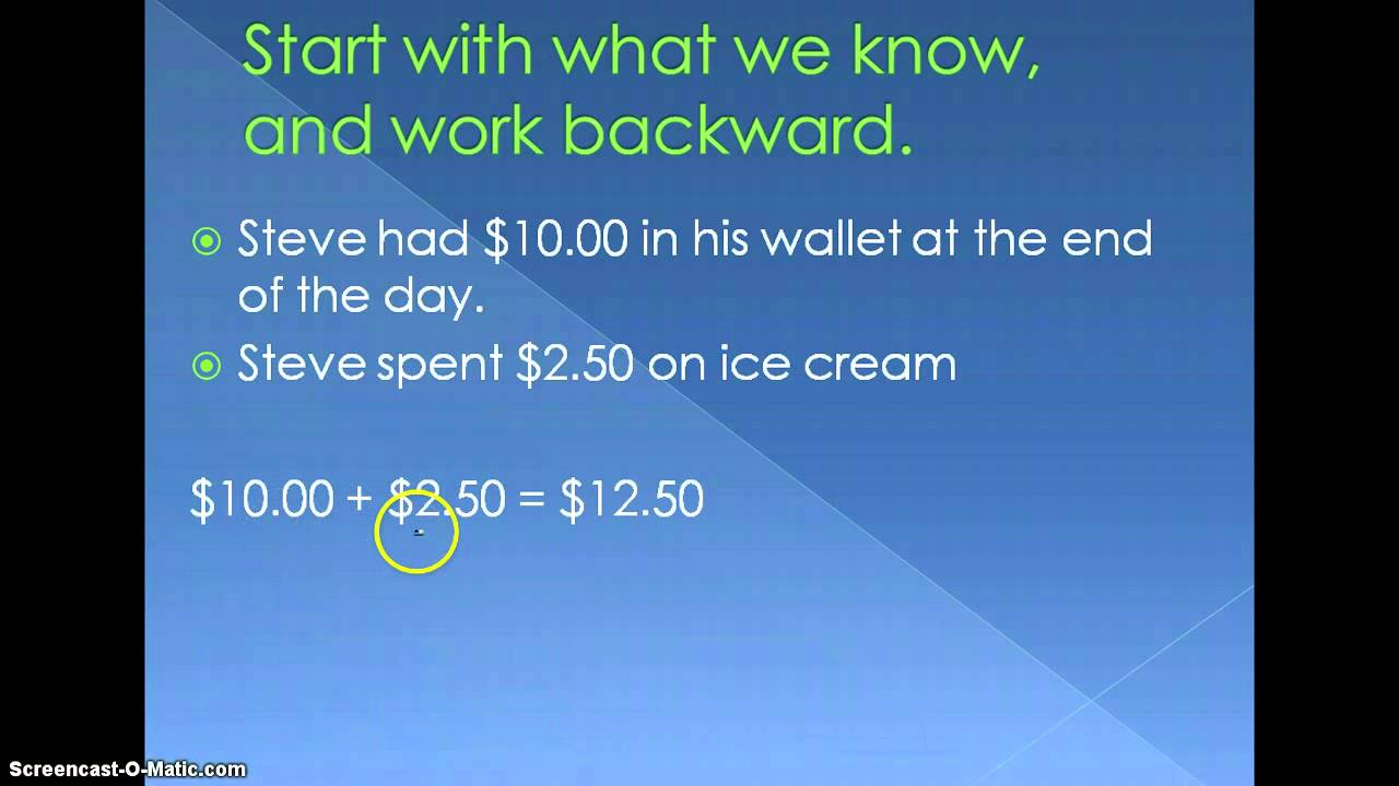 Work Backward YouTube