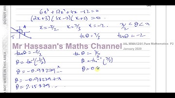 WMA12/01 Edexcel IAL P2 JAN 2020 Q3c Solving Trig Equations