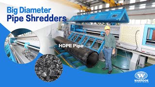 Plastic Pipe Recycling Machine 4CM Thick HDPE Pipe Shredder Large Horizontal Pipe Crusher Machine