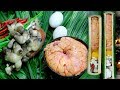 Primitive Cooking egg Fish with Mushrooms​ in Bamboo - factory Food | Wilderness Life