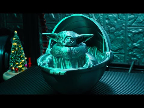 Baby Yoda Grogu in Carrier 3d print @StarWars Support free remix model 3d printing timelapse techno