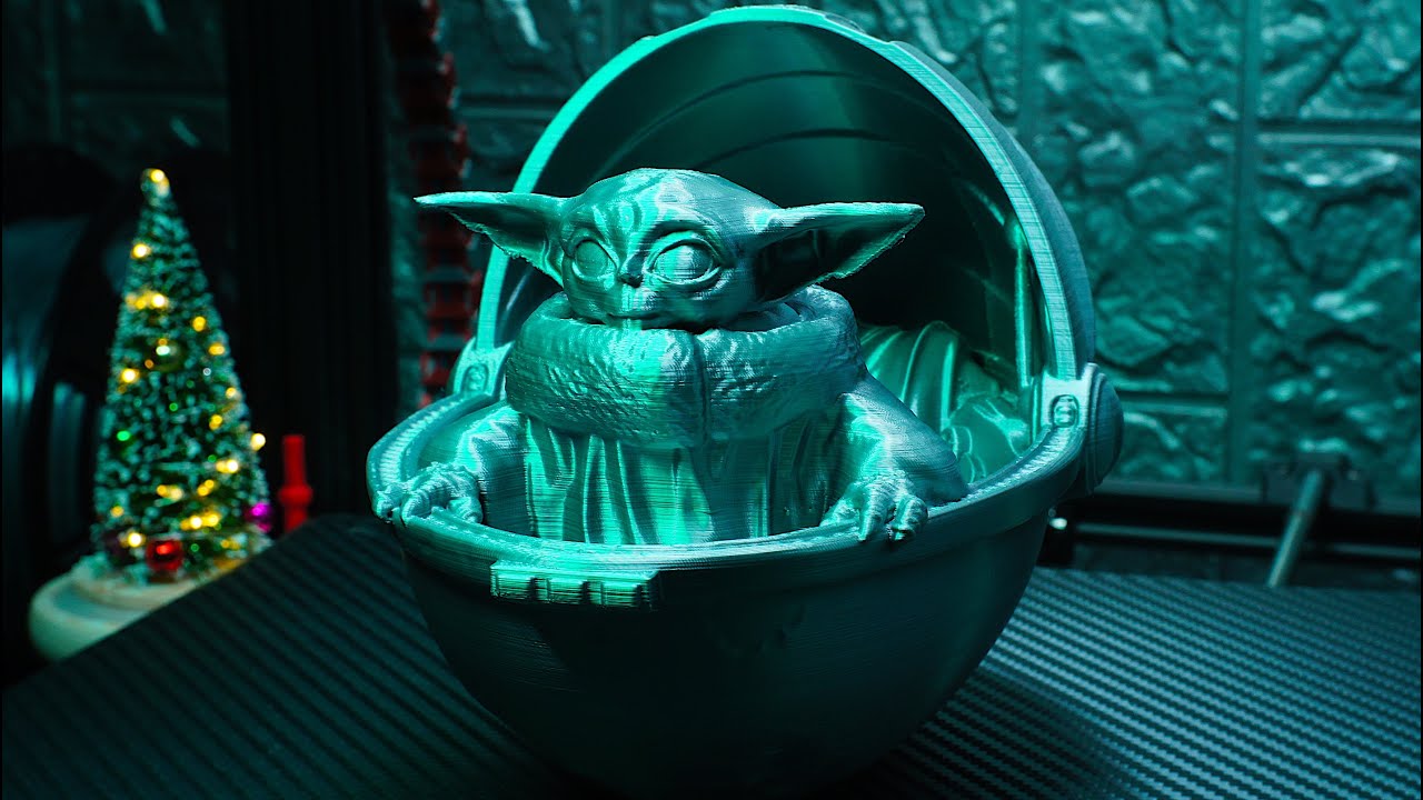 Baby Yoda Grogu in Carrier 3d print StarWars Support free remix model