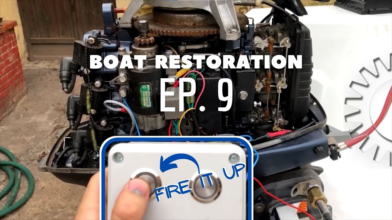 Restoring a Fiberglass Motor Boat EP9 converting Yamaha outboard to