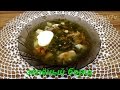 Зеленый борщ с консервированным щавелем.Green sorrel soup with canned