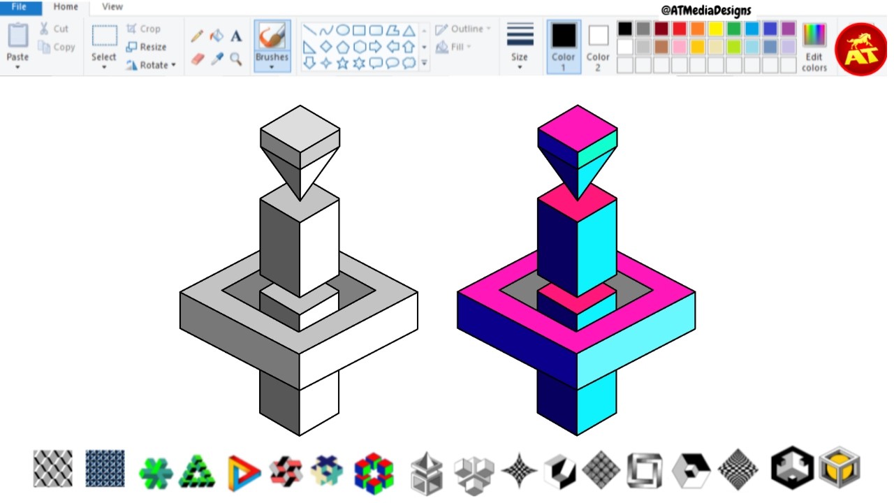 112 . 3d illusion drawing easy in paint | Easy 3D illusion Drawing ...