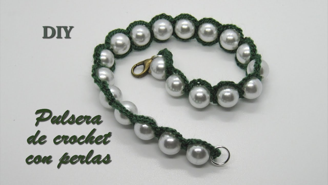 DIY - Pulsera de a crochet - Crochet pearl bracelet- سوار لؤلؤة -