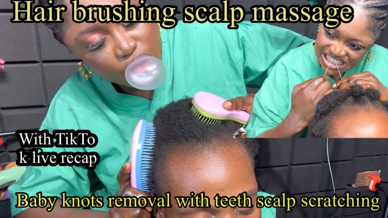 ASMR baby knot loosening with teeth, hair making with tiktok live recap soft whisper conversation