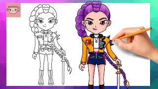 Cara Menggambar Rumi dari Kpop Demon Hunters | Tutorial Menggambar screenshot 5