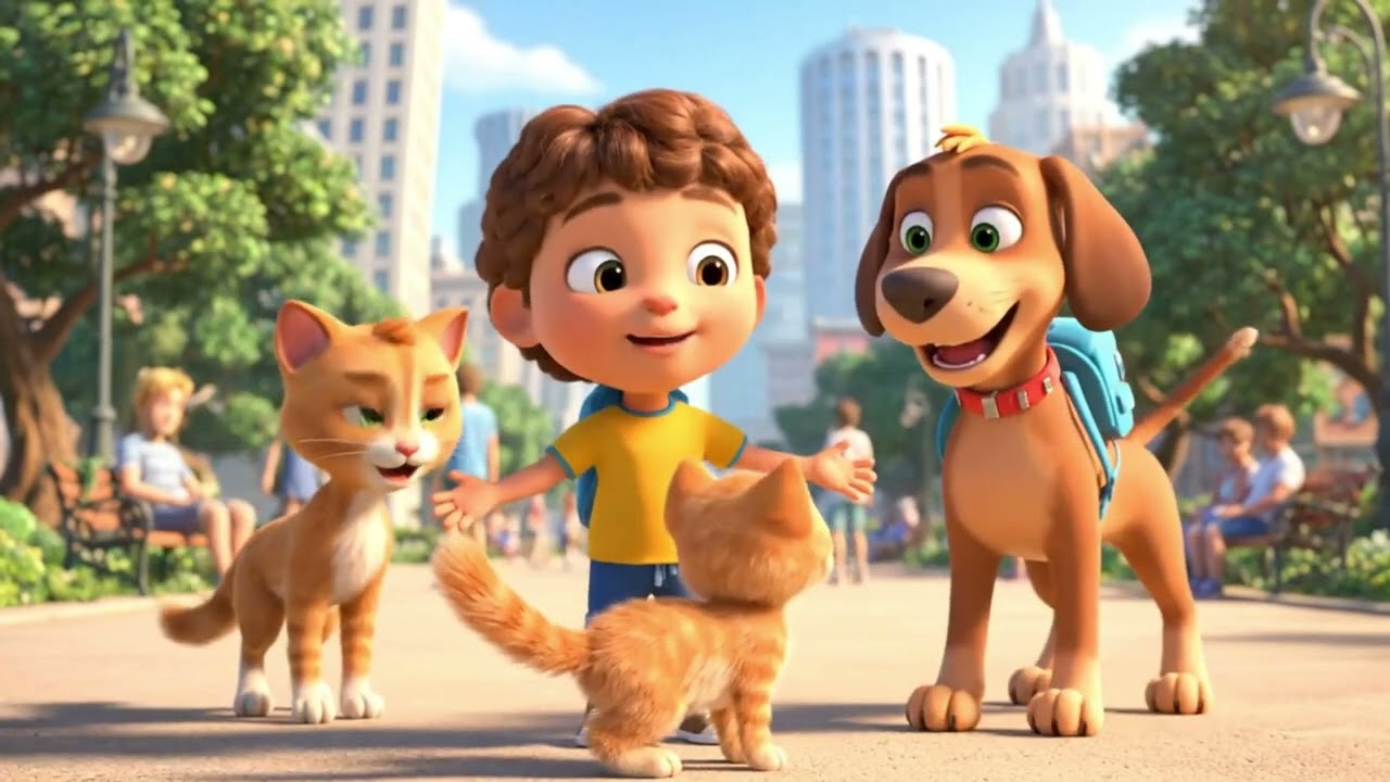 Детское мультяшное приключение с кошкой Момо и собакой 