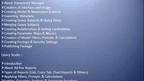 COGNOS BI DEVELOPMENT ONLINE TRAINING  GLOBAL ONLINE TRAININGS