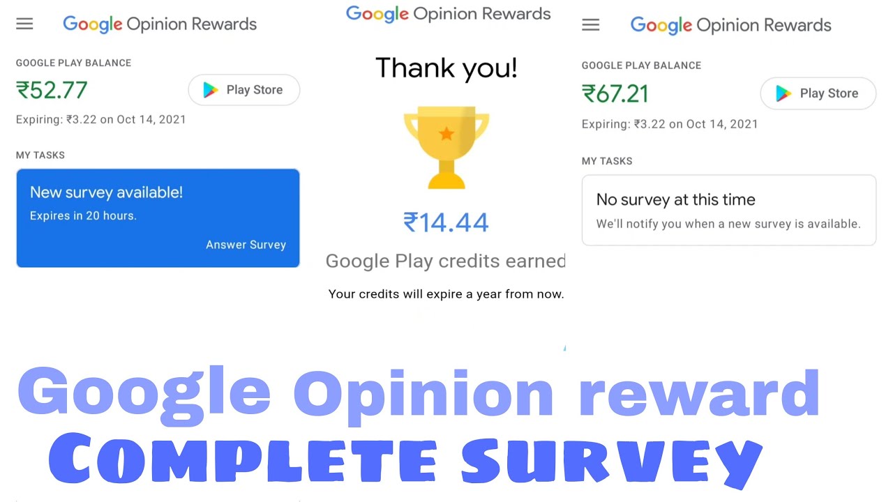 How to complete survey in Google play opinion rewards - YouTube