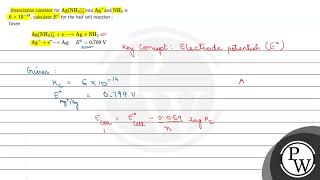 Dissociation constant for \( \mathrm{Ag}\left(\mathrm{NH}_{3}\right)_{2}^{+} \)into \( \mathrm{A...