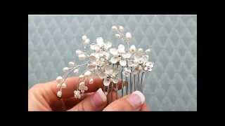 Enamel Flower Hair Comb in Silver or Gold