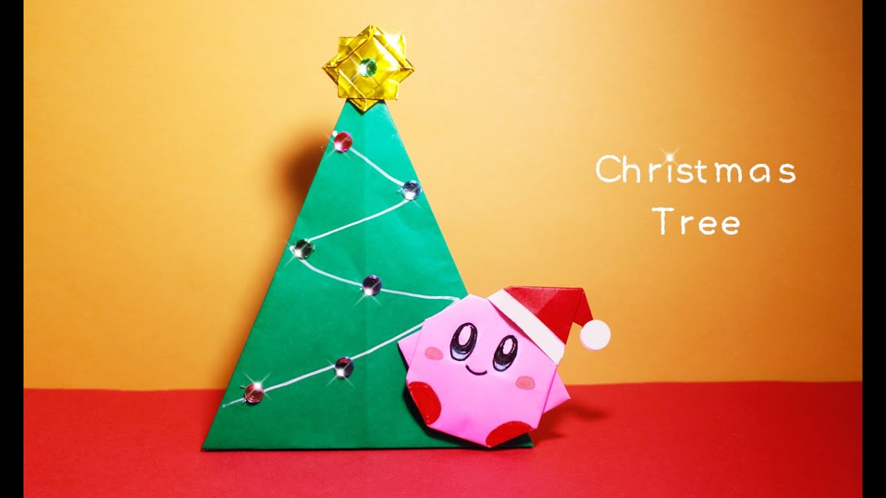 折り紙 クリスマスツリーの作り方 カービィサンタ Origami Christmas Tree Youtube