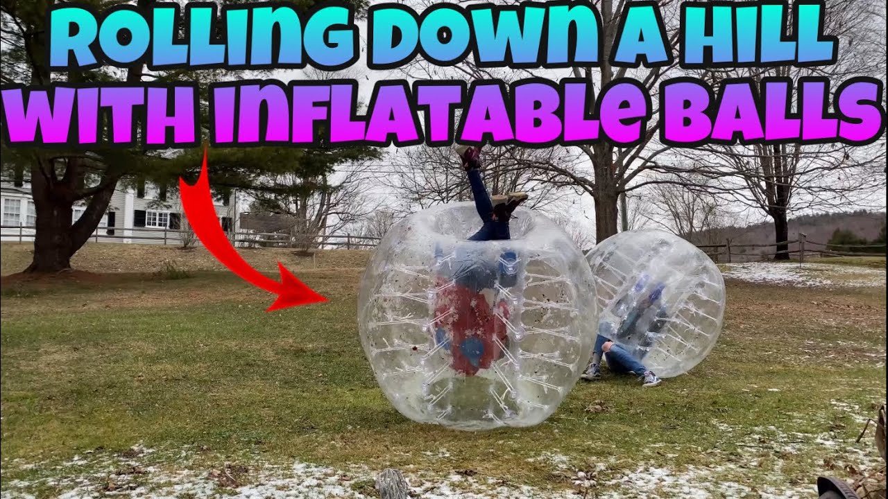 Rolling down a hill with inflatable balls!!!!!! YouTube