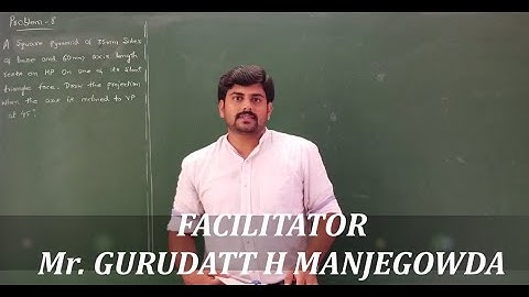 34 - Square pyramid resting on HP with slant triangular face - Module 3- Engineering Graphics