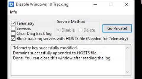 Mein FilmWindows 10 Tracking Disable Tool v2.4.3