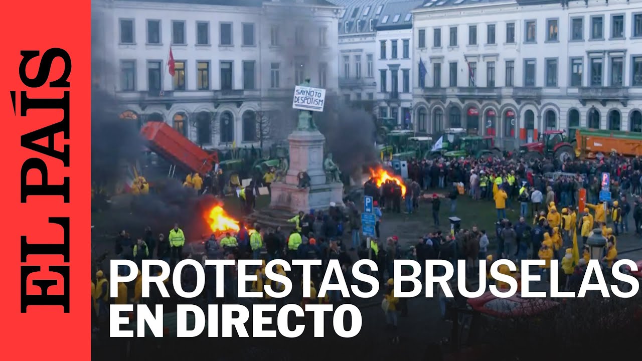 DIRECTO | Protestas de los agricultores con tractores frente al Parlamento Europeo en Bruselas