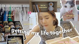 GETTING MY LIFE TOGETHER | decluttering, wardrobe tour, tips for organization & waste management 💚