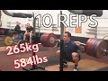 265kg584lbs atg squat for 10 reps
