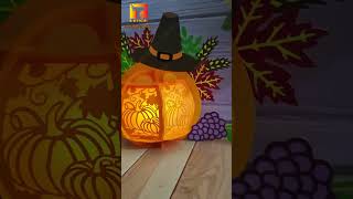 Autumn Harvest Pumpkin Thanksgiving Lantern Paper Cutting - 3D Shadow Box Table Lamp Tdesign510