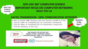 (Mock Test 18) NTA UGC NET Computer Science | Computer Networks MCQs | Digital Transmission