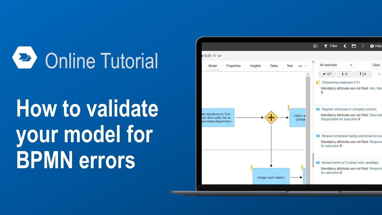 How to validate your model against BPMN errors - YouTube