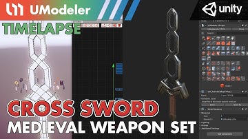 3D Modeling in Unity - Timelapse of Modeling & Unwrapping a Cross Sword of Medieval Weapon Set