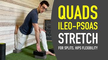 Stretching for Quads, Iliopsoas, Front Split. Flexibility exercises for Legs (Quad Stretch on Wall).