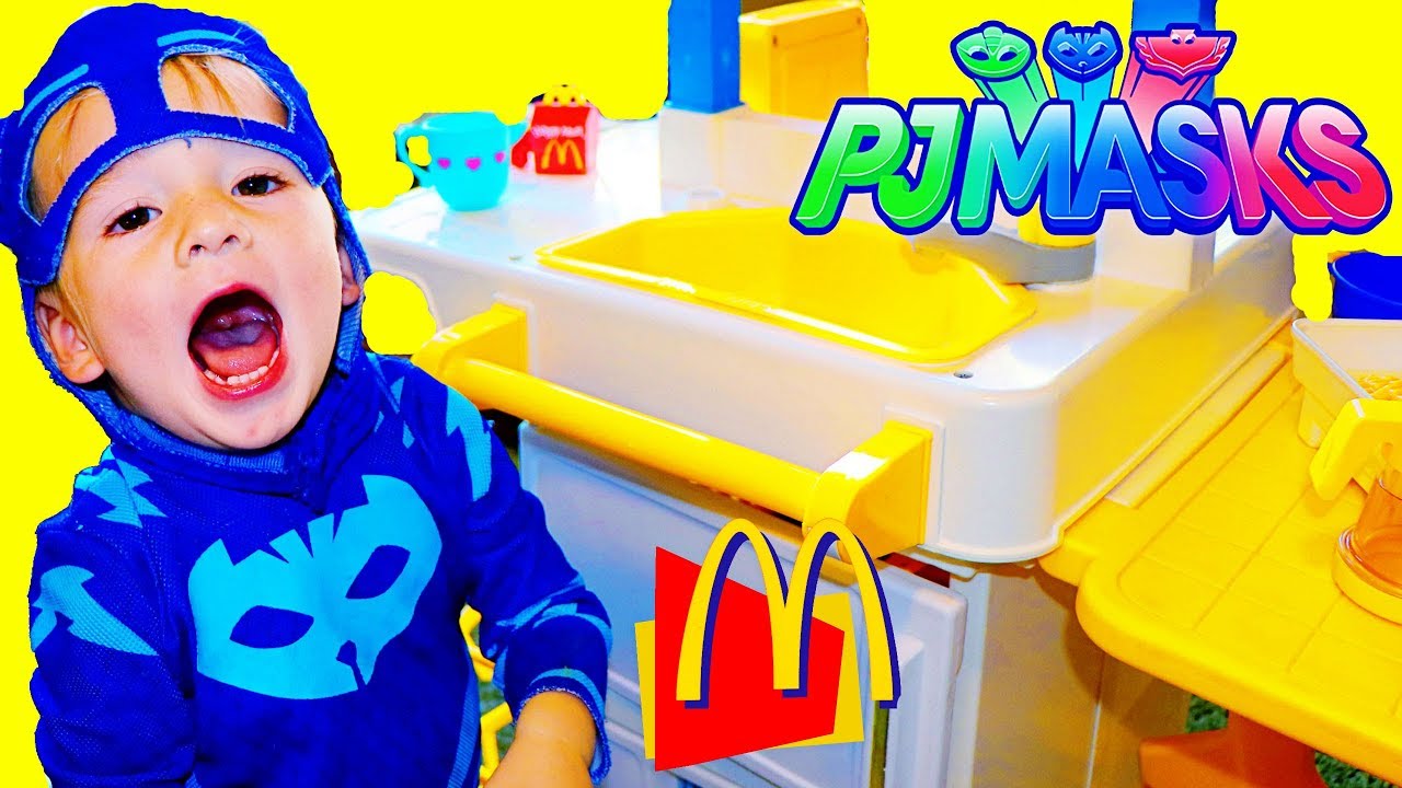 PJ Masks Catboy Plays With TRANSFORMING McDonald's Happy Meal Toys Vintage Play Kitchen PJ Masks Catboy Plays With TRANSFORMING McDonald's Happy Meal Toys Vintage Play Kitchen