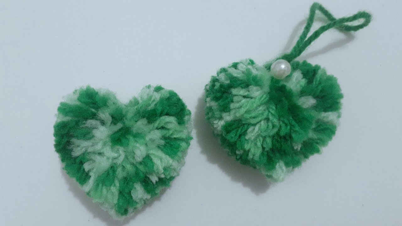 Como Fazer Coração de Pompom Fácil/Easy pom pom Heart Making Idea with ...