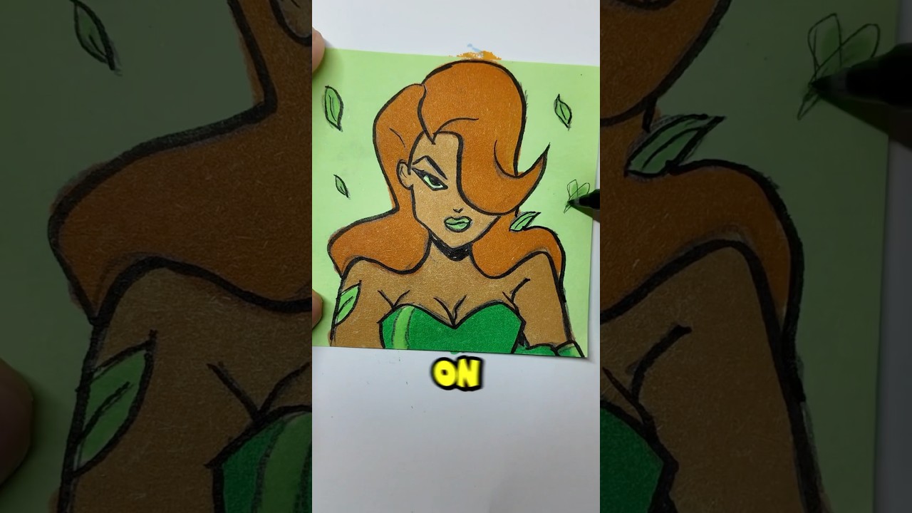 Drawing poison ivy on a sticky note! 