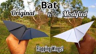 Original vs Modified Paper Bats (Flapping Wings!) Flying Comparison and Making Tutorial