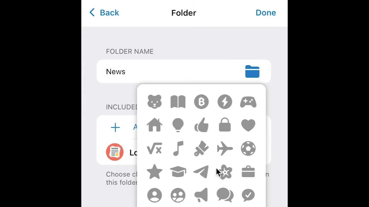 Chat folders. Telegram folder icons.