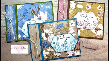 3 Fun Fold Book Binding Cards with Wildly Flowering DSP!!