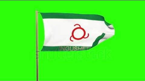 Ingushetia flag with title waving in the wind. Looping sun rises style. Animation loop Stock video
