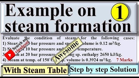 Example on properties of steam by steam table|1|problem on steam formation|paper solution|GTU