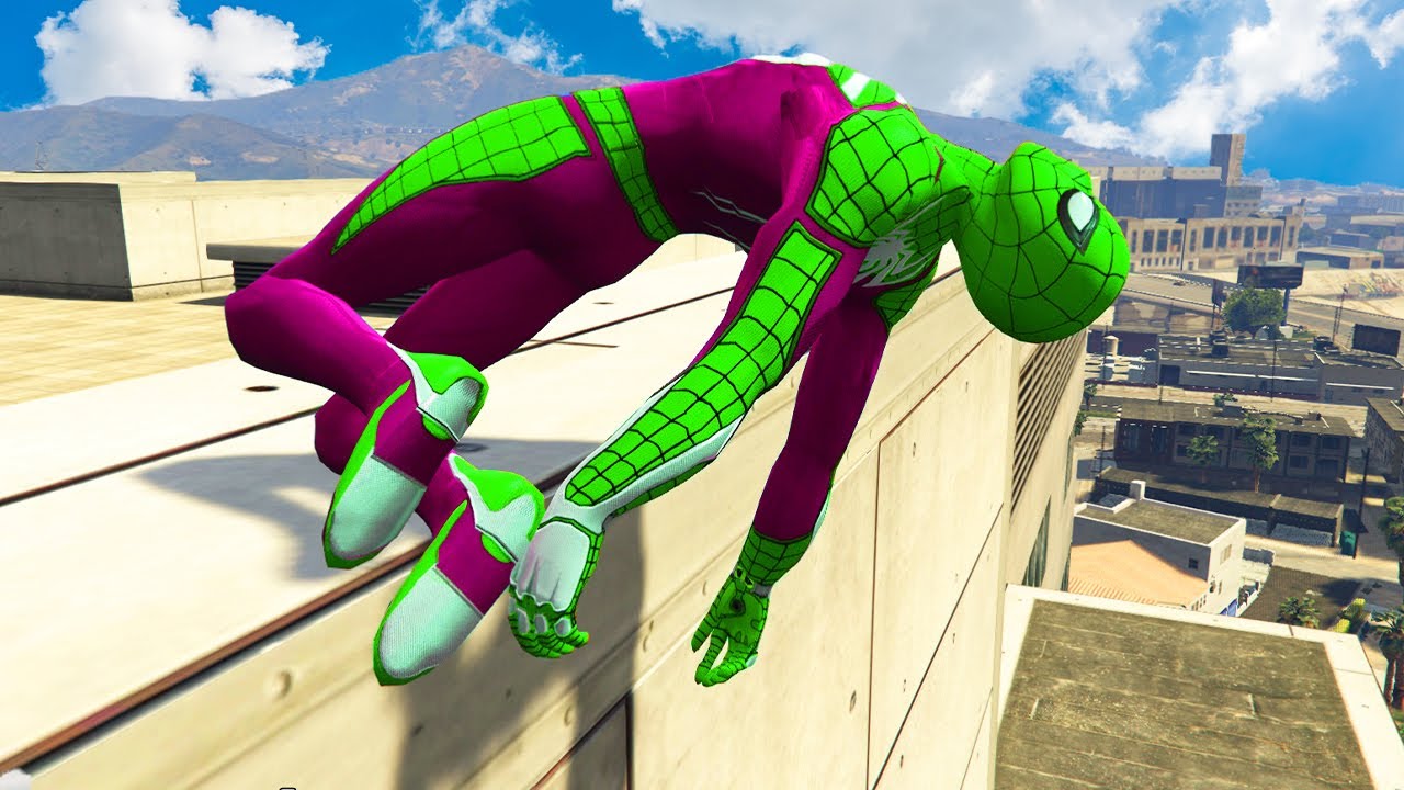 GTA 5 Rainbow Spiderman Parkour Jumps Fails (Euphoria physics ...