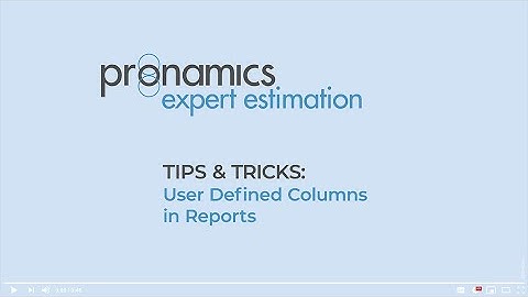 Tips & Tricks - User Defined Columns in Reports - Pronamics cost estimating software