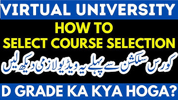 How To Select Course Selection Virtual University Fall 2023