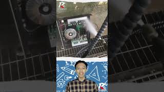 membersihkan power amplifier dengan di semprot air